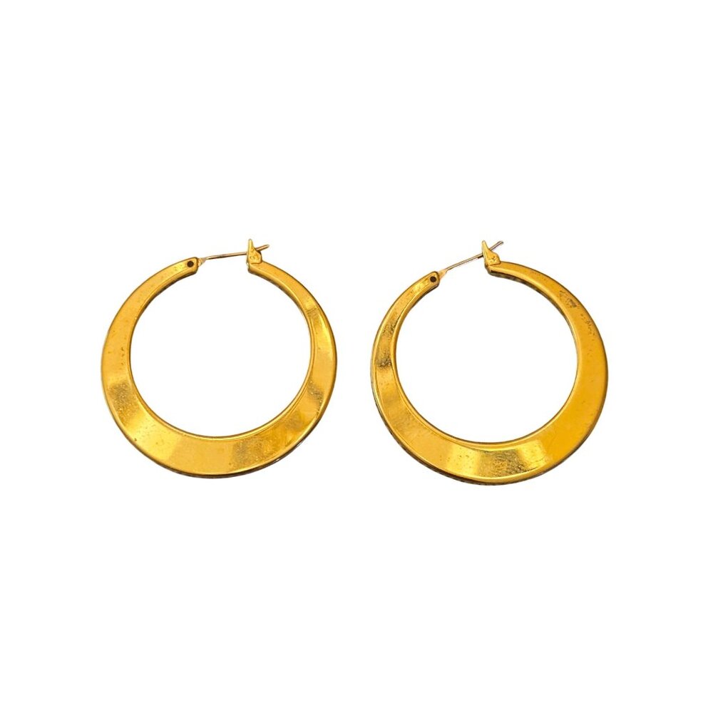 Vintage Gold-Tone Medium Large Hoop‎ Earrings